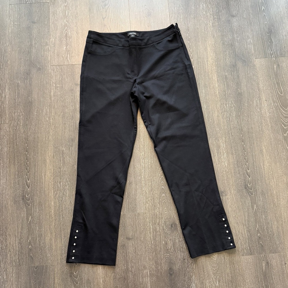 White House Black Market WHBM NWT Straight Gold Button Ankle Pants 12 Stretch